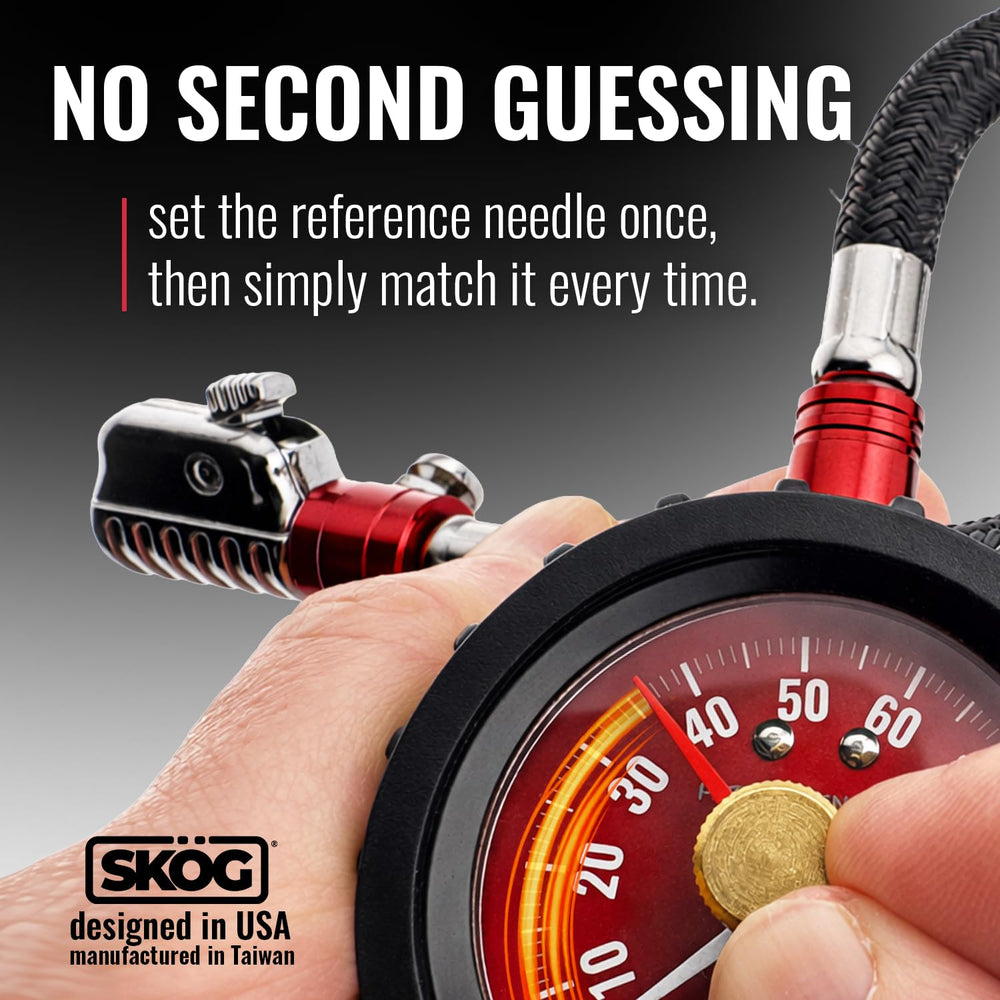 SKÖG air release button detail enabling precise bleed-off for exact pressure