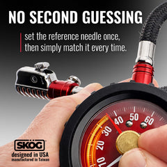 SKÖG air release button detail enabling precise bleed-off for exact pressure