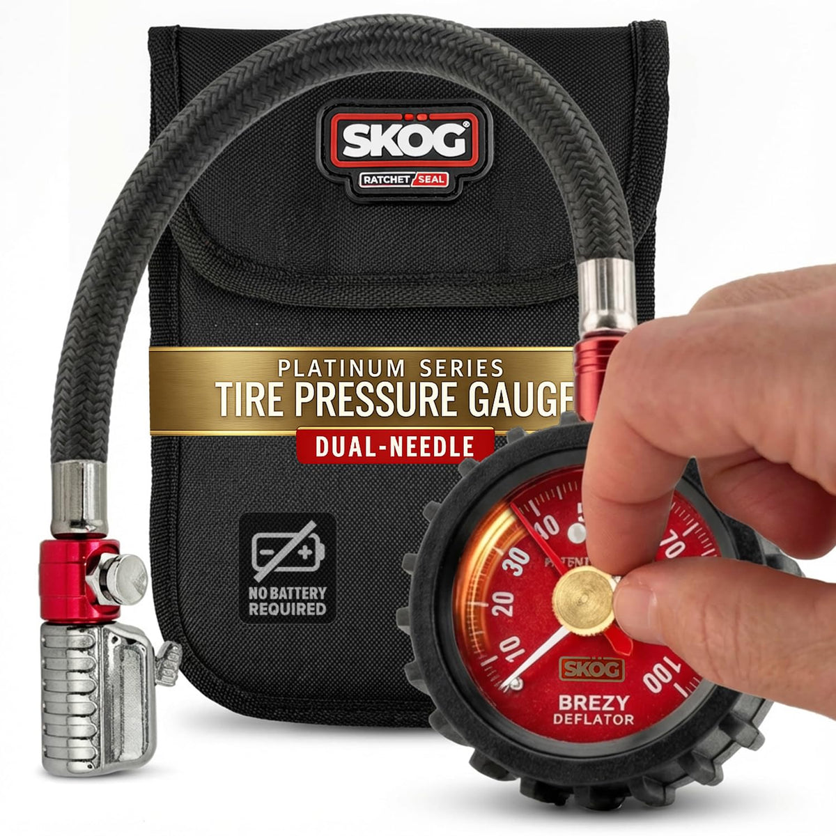 SKÖG front view of gauge showing durable housing and clear dial for accurate readings