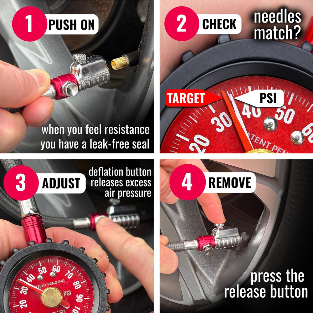 SKÖG second needle on dial showing target PSI indicator for easy setpoint checks