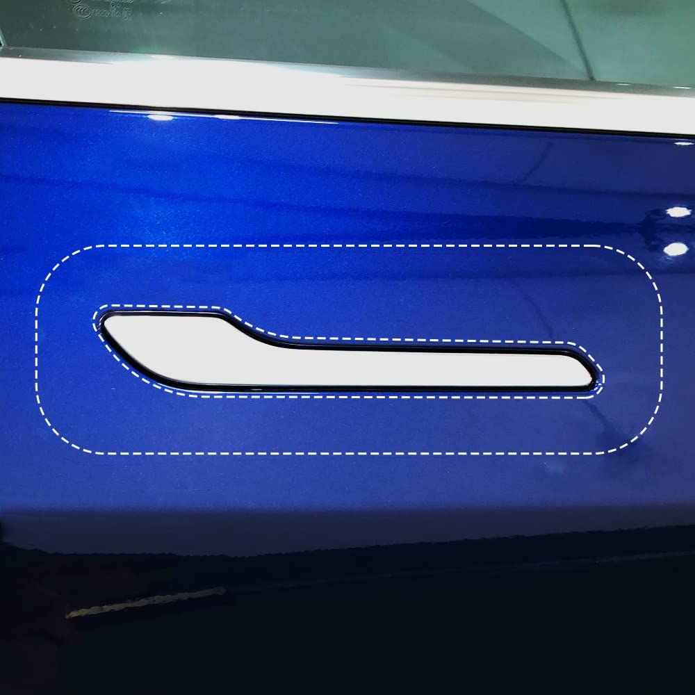 skoko front view of PPF on Tesla handle showing precise fit and protection