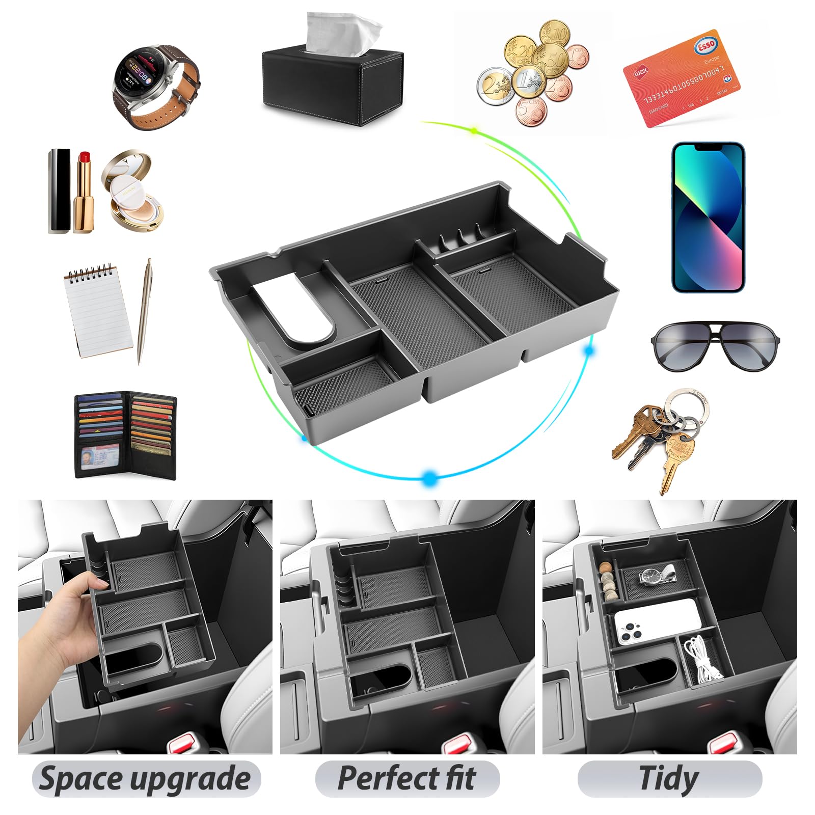 SKTU close-up of upper compartments holding cards and pens for convenience