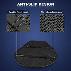 SKYJDM seat cushion in use on a motorcycle improving ride comfort