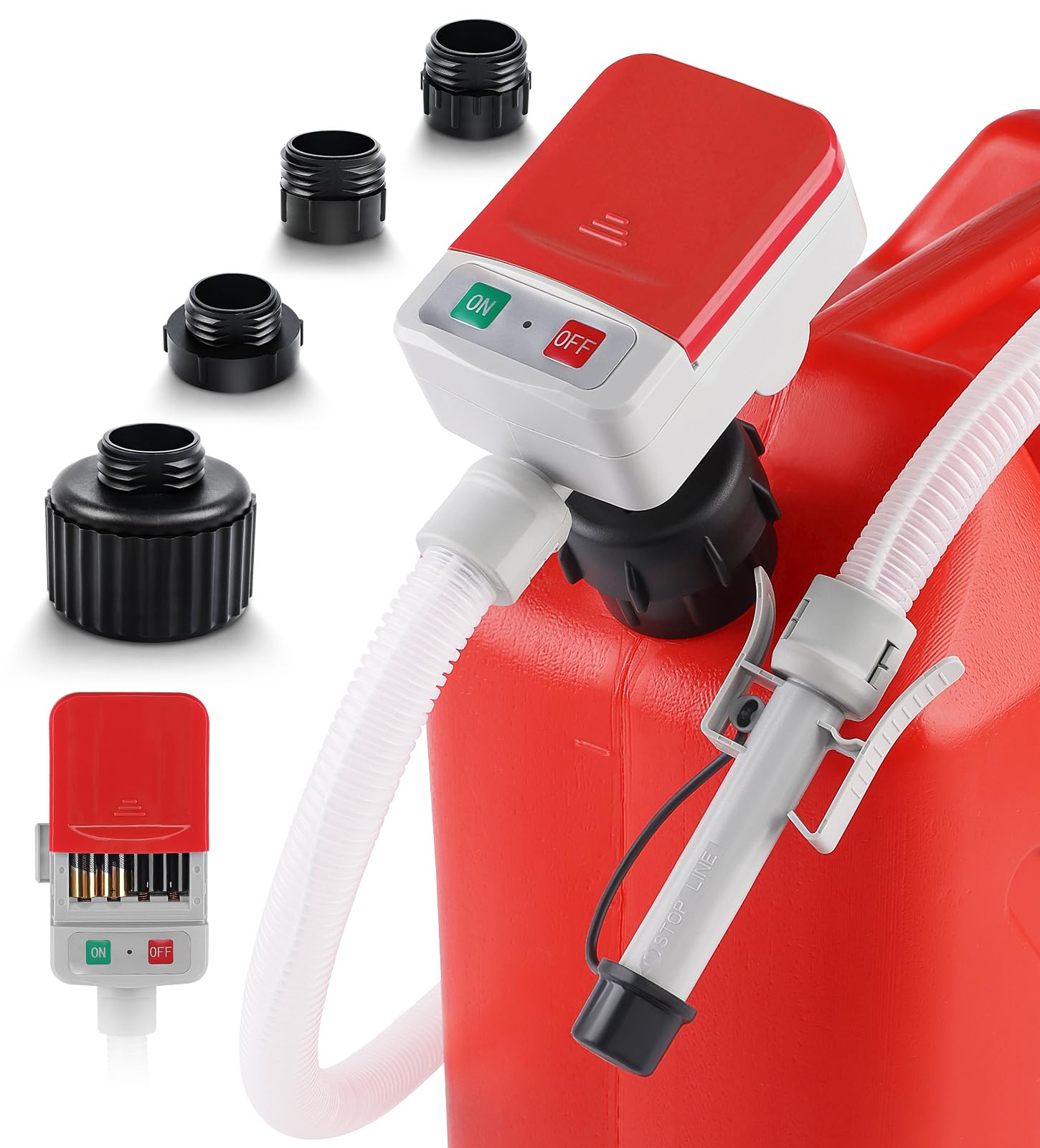 SKYJDM red pump front view showing compact design and easy grip benefit
