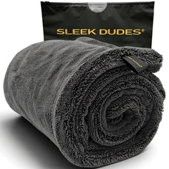Sleek Dudes folded towel front view showing plush pile for fast drying