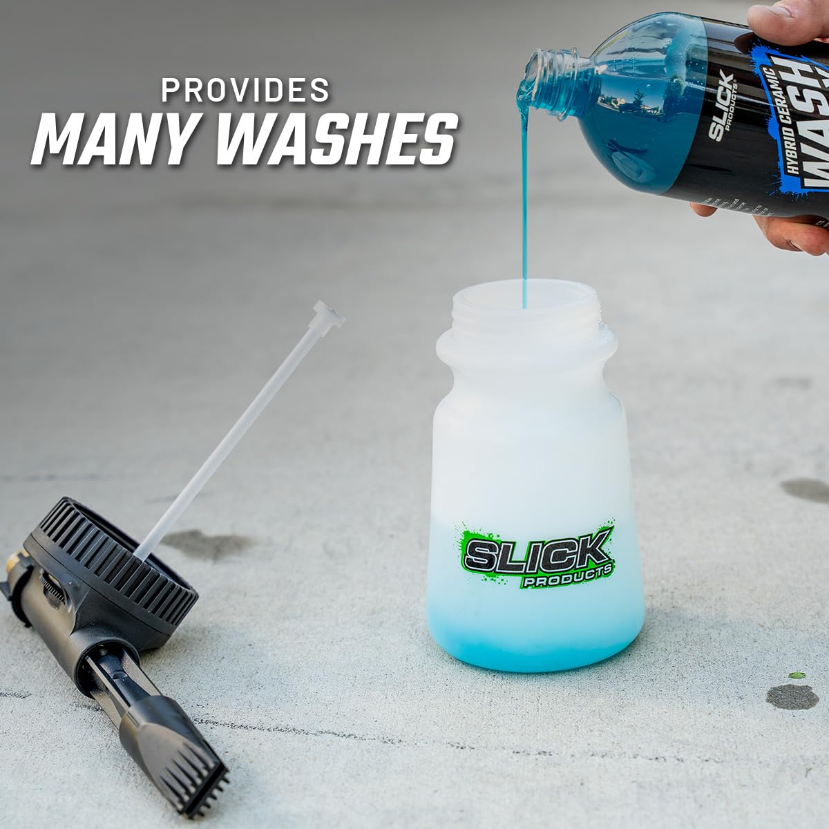 Slick Products application on car door illustrating gentle cleaning and protective wax finish