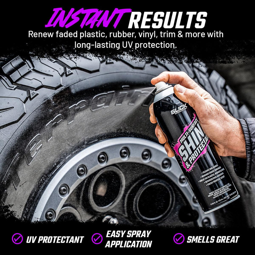 Slick Products before and after bumper comparison restoring faded trim to glossy finish