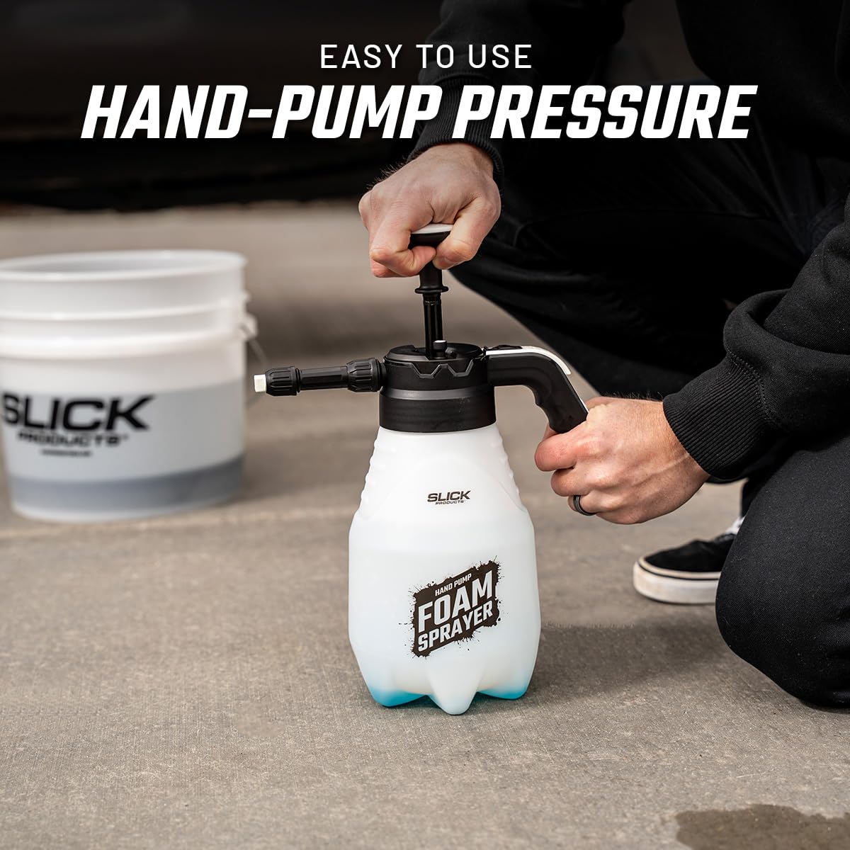 Slick Products producing thick foam on car surface for better dirt cling