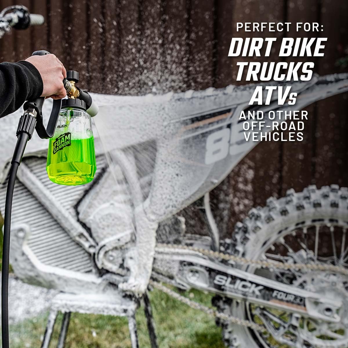Slick Products thick foam close-up clinging to surface for easier cleaning