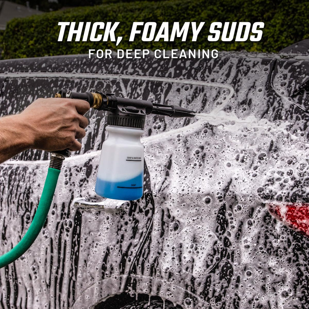 Slick Products producing thick foam on vehicle surface for safer dirt lift and cleaning