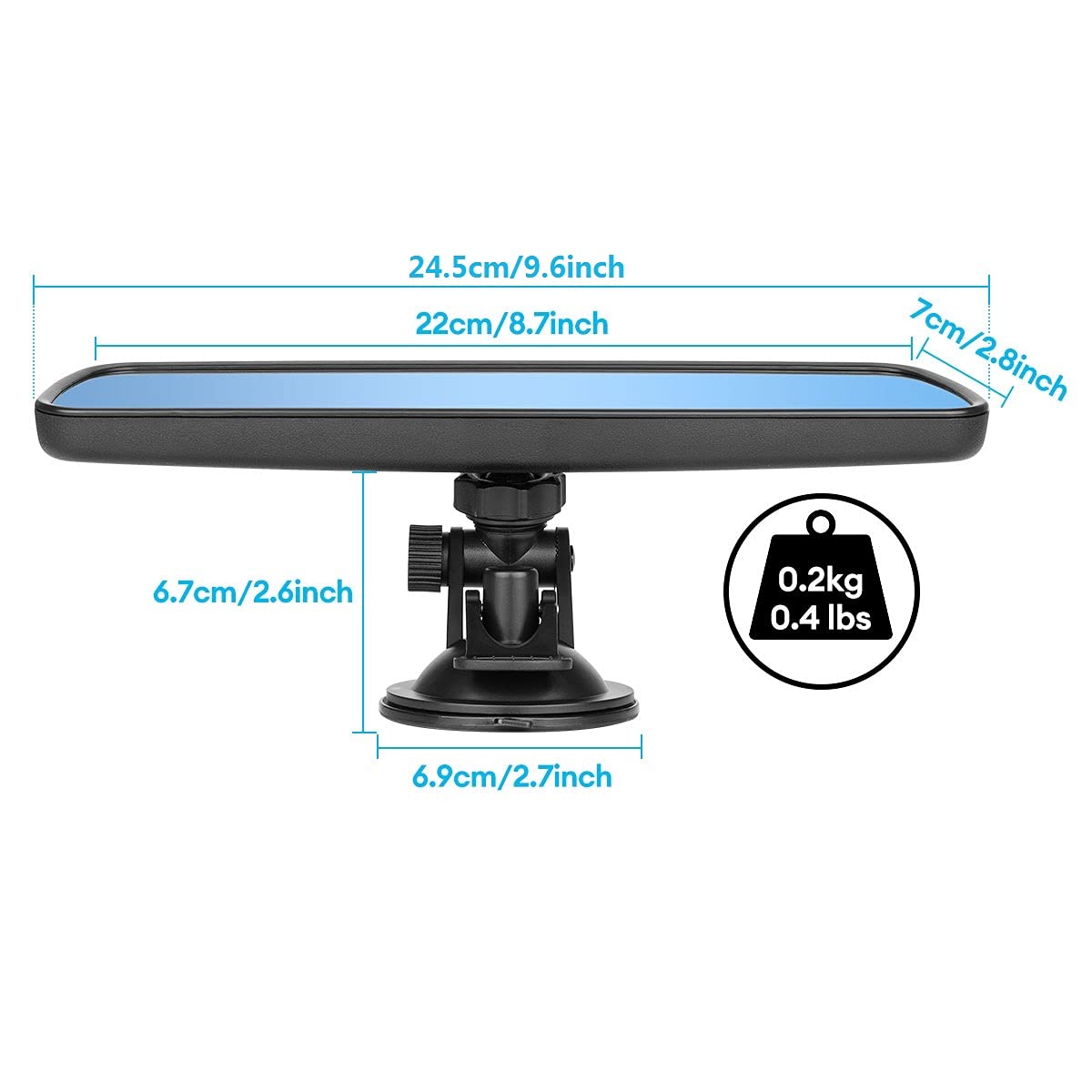 SLIIMU mirror mounted on windshield providing expanded rear view while driving benefit