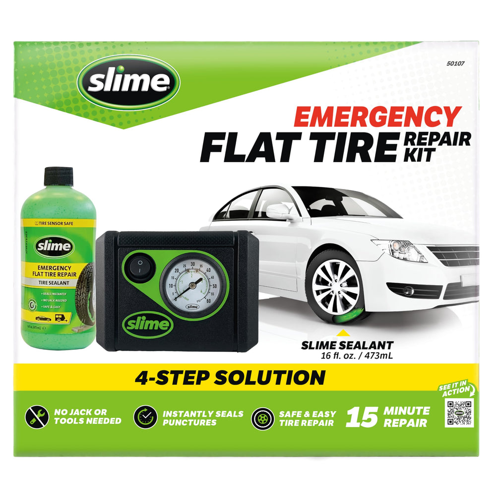 Slime 16oz sealant bottle close-up highlighting quick emergency seal