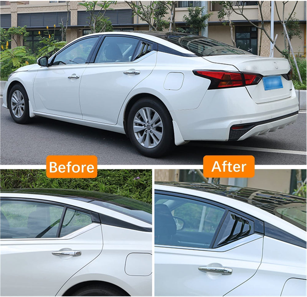smart repairboy louvers on Altima in driveway showing enhanced appearance and curb appeal