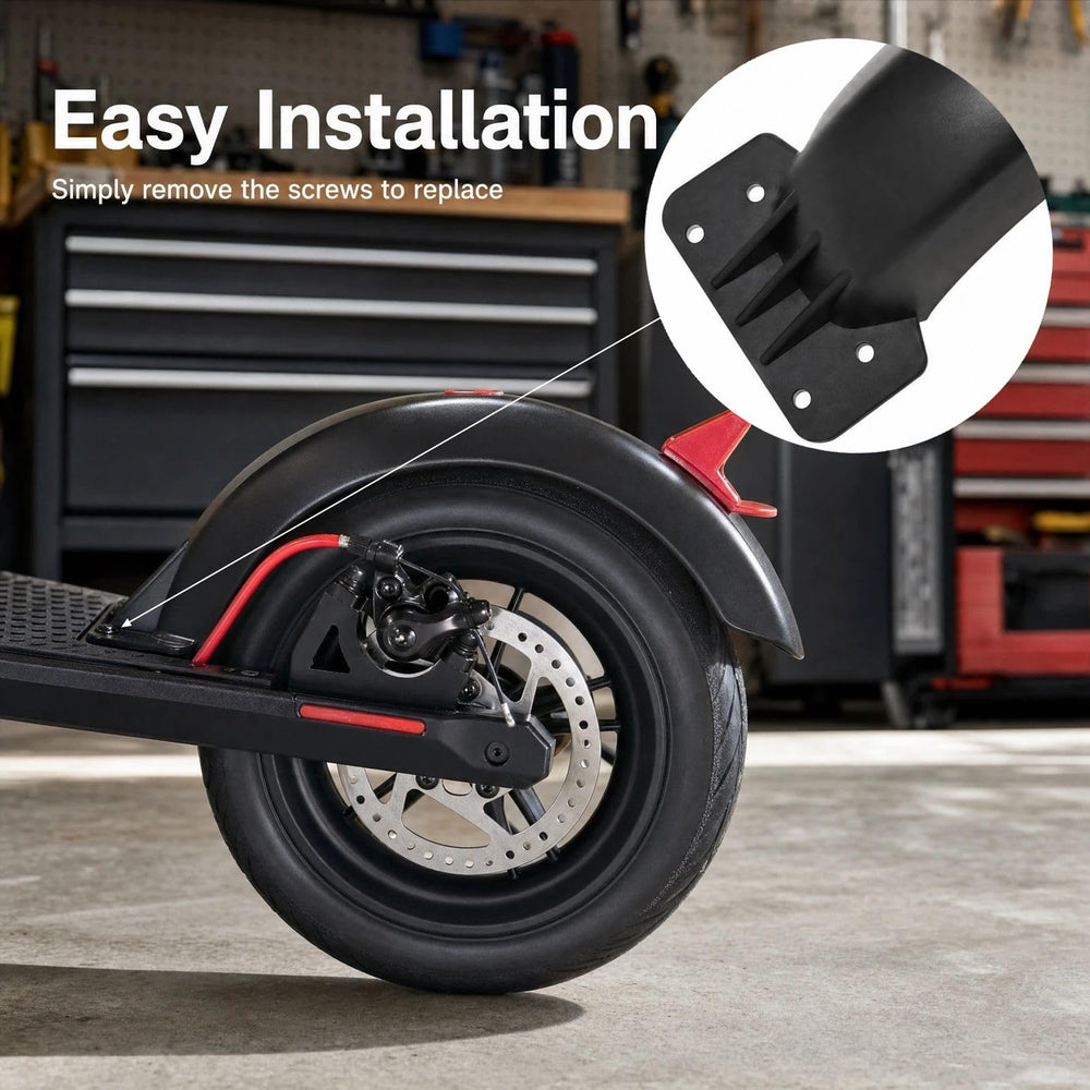 Smarthu fender next to scooter wheel to show exact size and scale