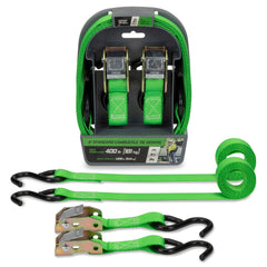 SMARTSTRAPS front packaging showing two green cambuckle straps and benefits