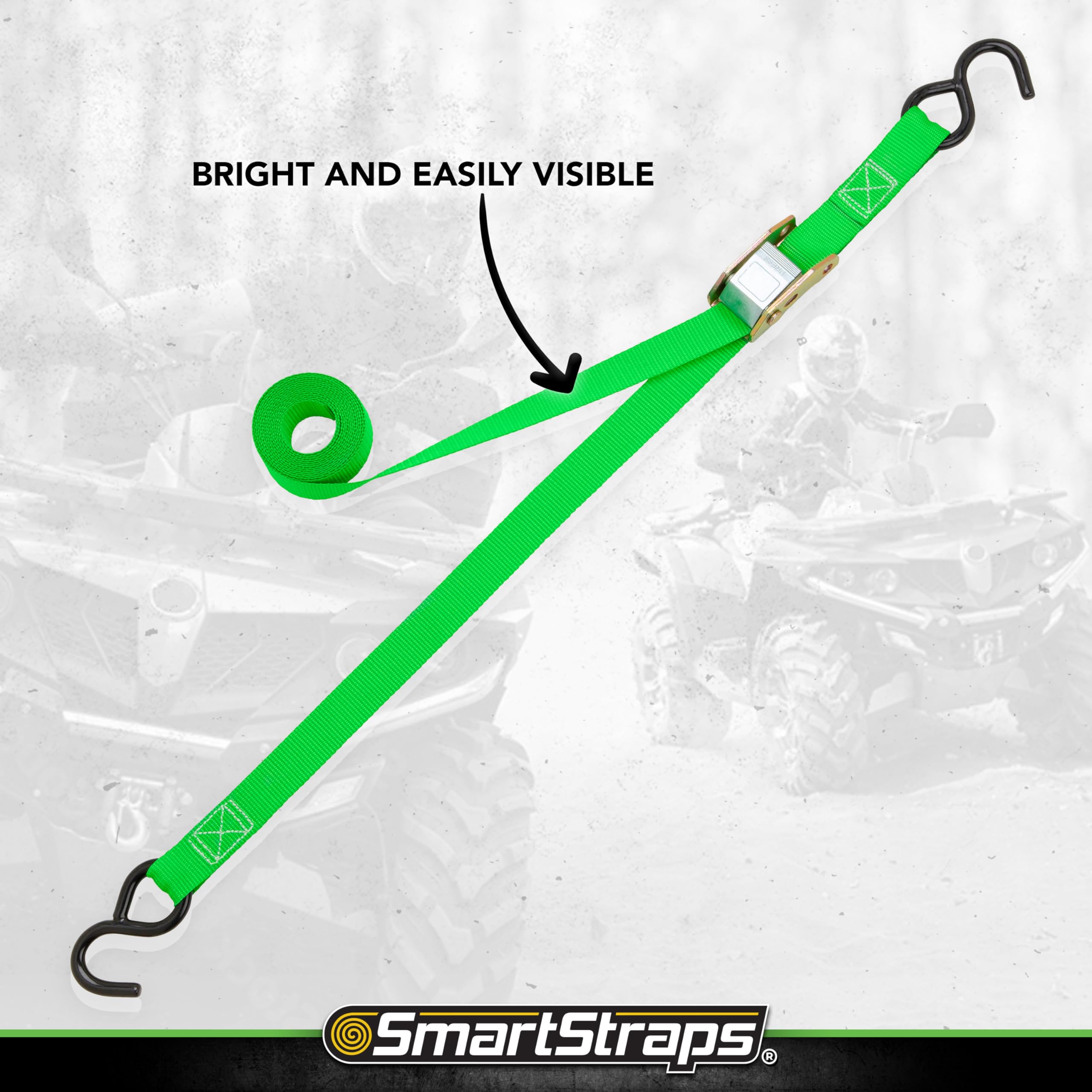 SMARTSTRAPS coated S-hooks and soft tie-loop ends protecting finishes