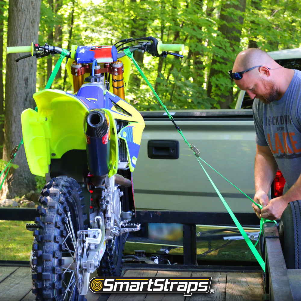 SMARTSTRAPS securing an ATV on a trailer demonstrating stable transport