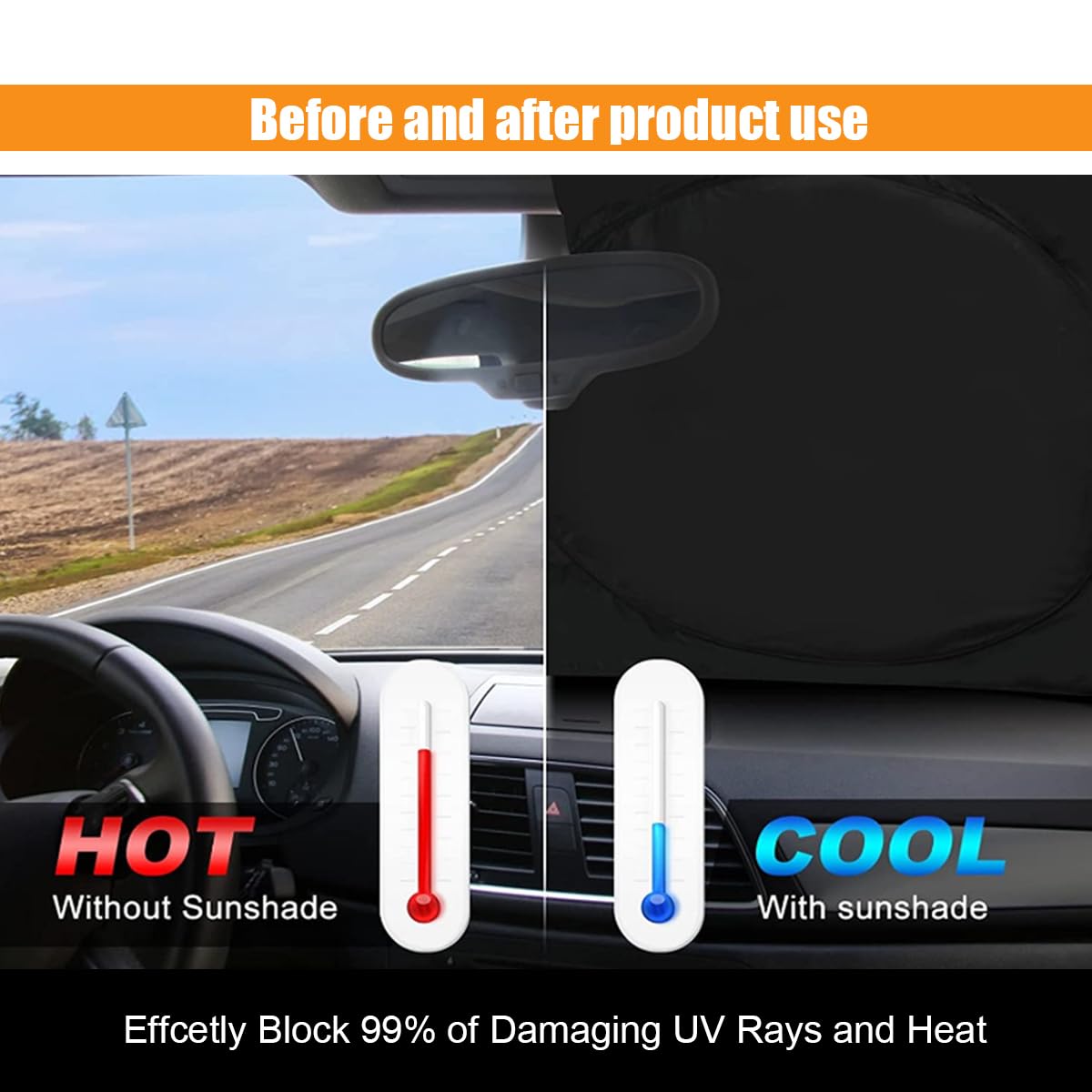 smilfuy in use on SUV windshield reduces interior heat and adds patriotic style