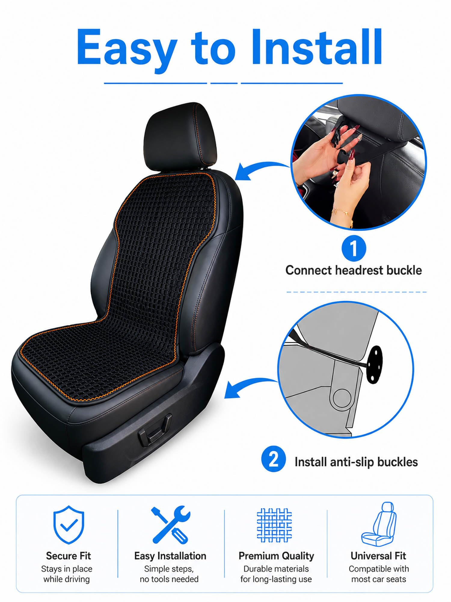 SMIUPIN packaging and buckles detail showing easy install and secure fit benefit