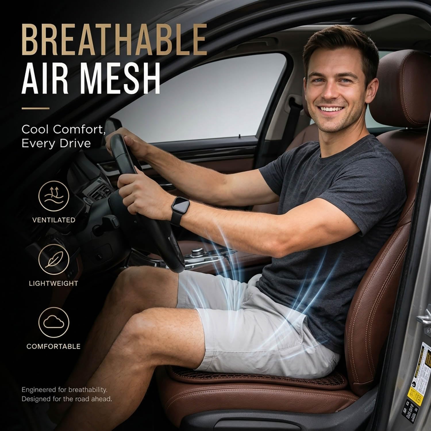 SMIUPIN seat cushion in use providing driver cooling and added comfort