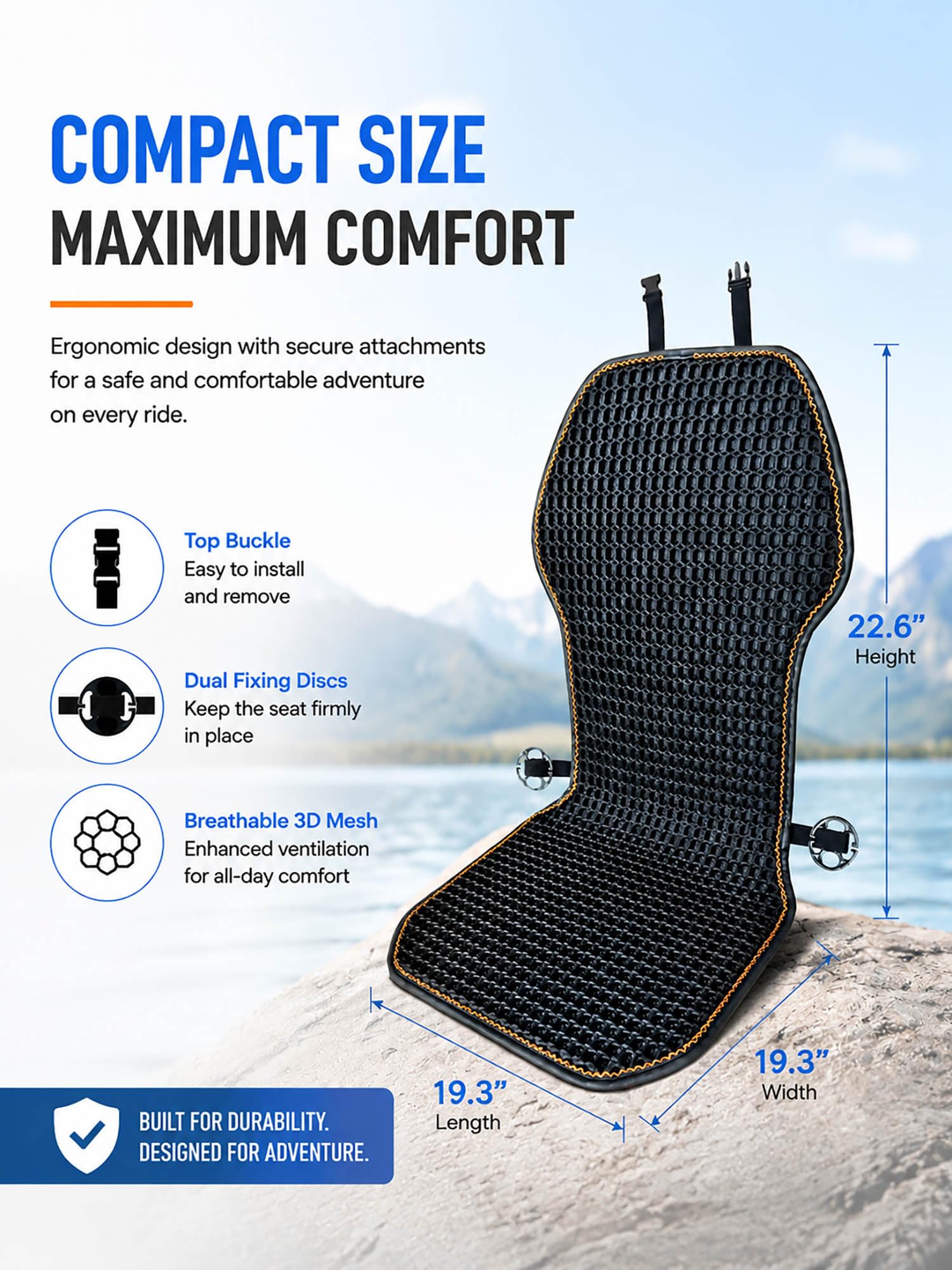 SMIUPIN size and scale comparison on car seat showing universal fit benefit