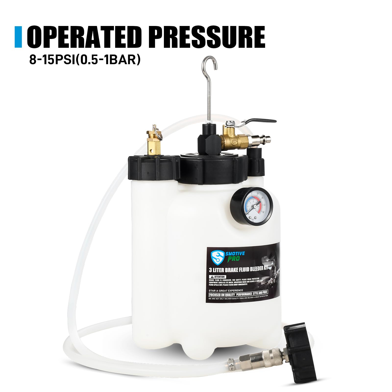 SMOTIVEPRO connected to car master cylinder demonstrating one-person brake bleeding