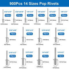 smseace assortment of rivets and 304 washers laid out for quick identification