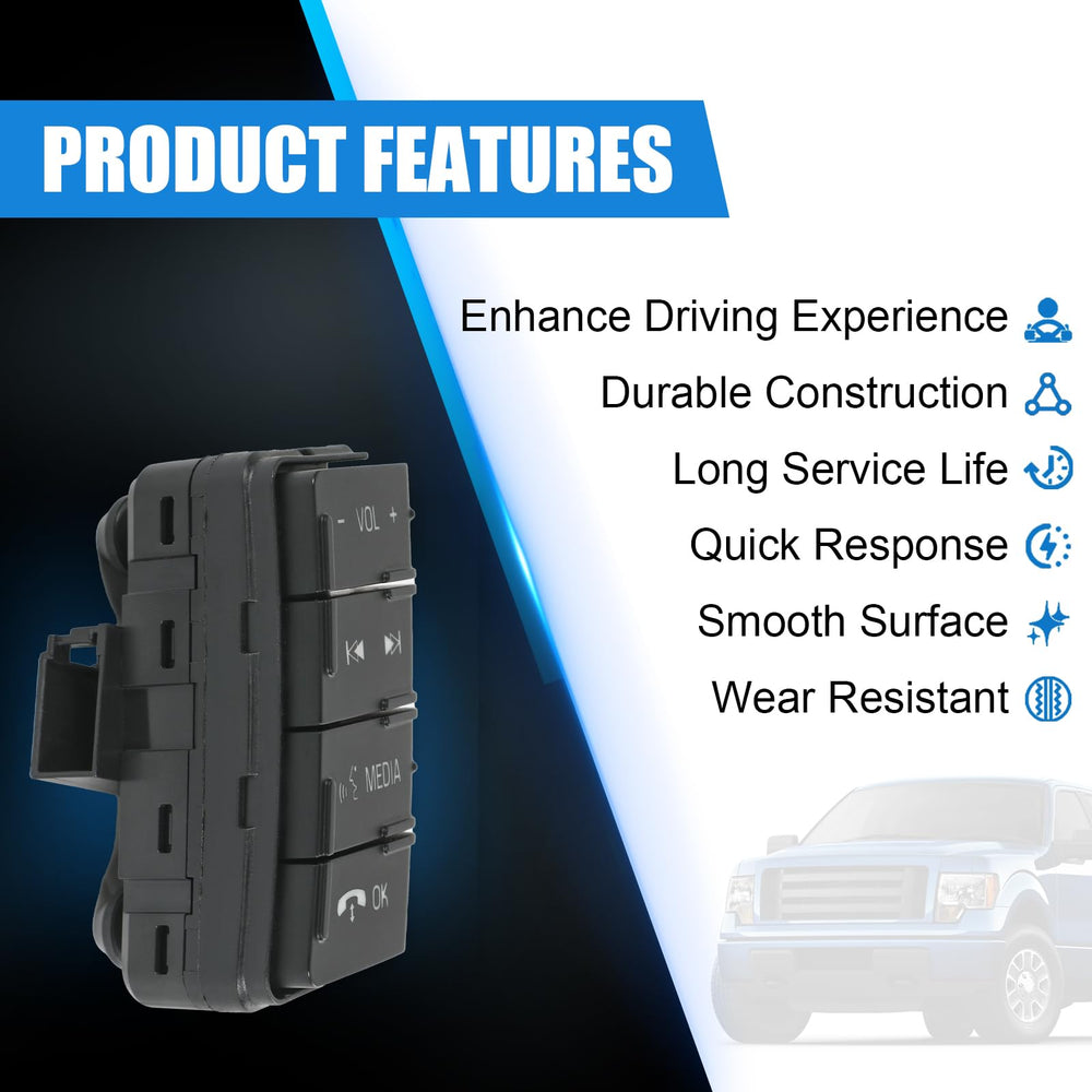 SMTRUILAN switch installed on F-150 steering wheel restoring media control benefit