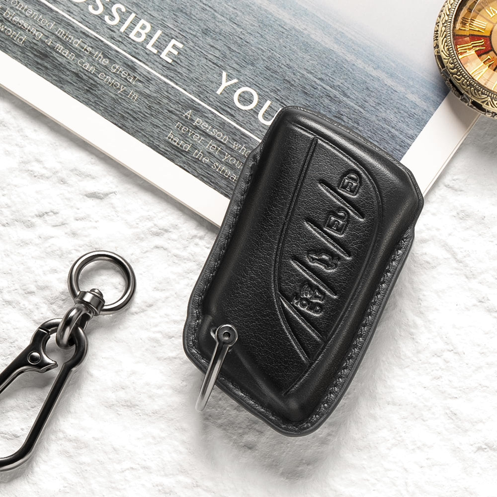 Smyfob back detail displaying leather texture and snug fit, enhances durability