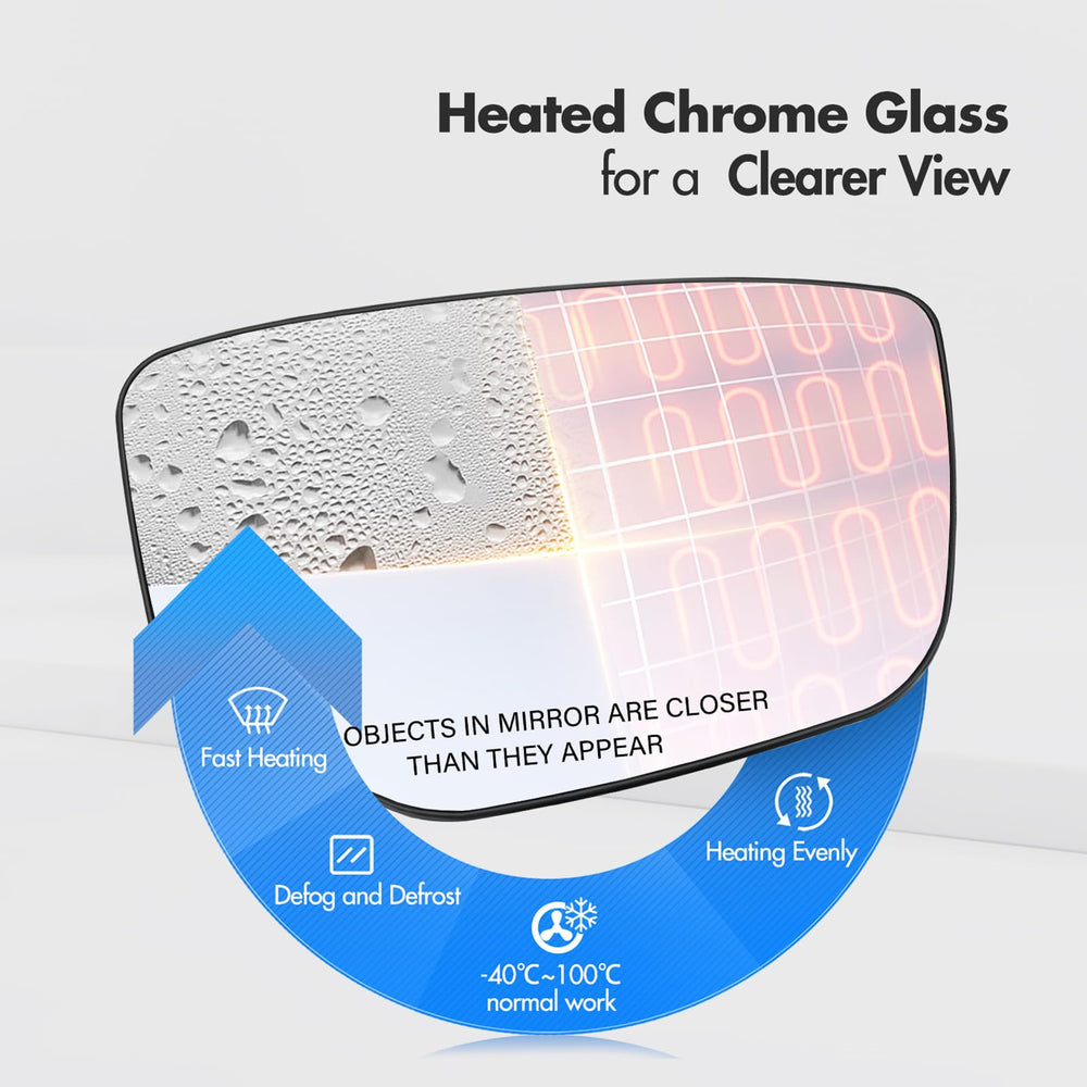 SNEMEEY chromed glass reflecting road scene for clearer visibility benefit