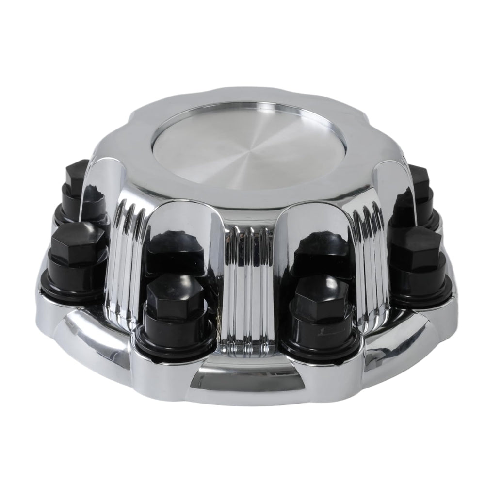 snobli chrome center cap front view showing mirror finish and clean look