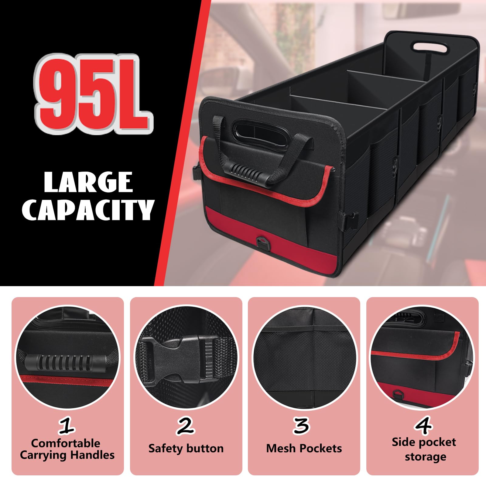 Snuopfy open interior revealing three compartments and removable dividers for customization