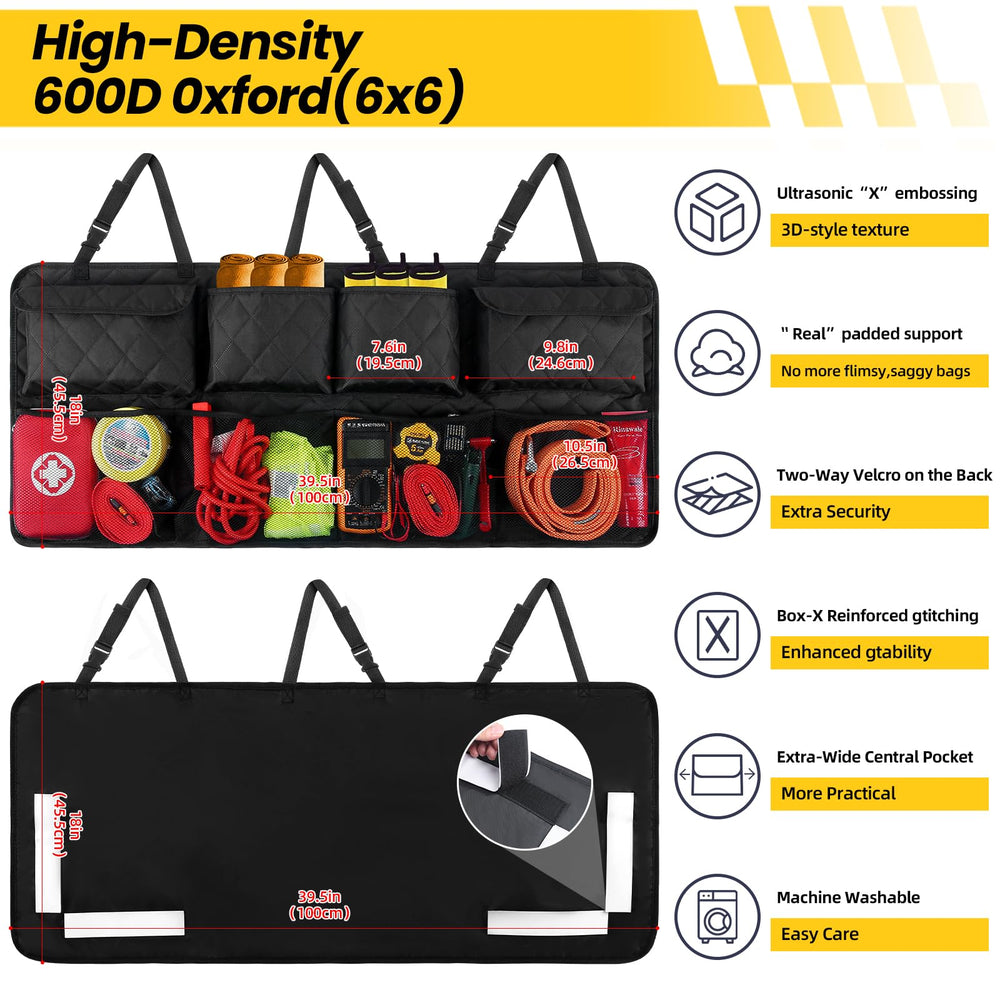 Snuopfy widened center pockets filled with groceries showing extra capacity benefit