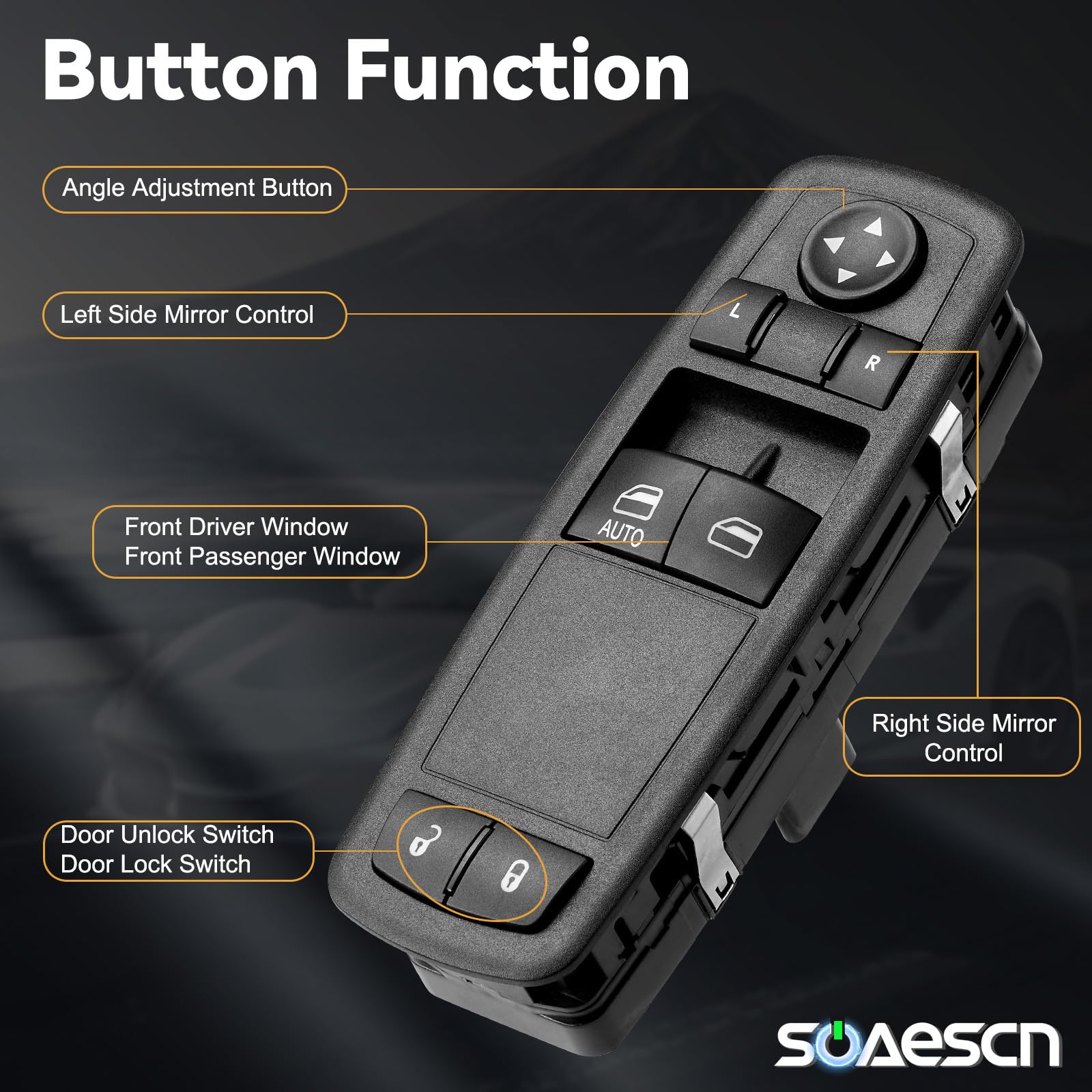 SOAESCN close-up of switch buttons showing tactile surface for reliable operation