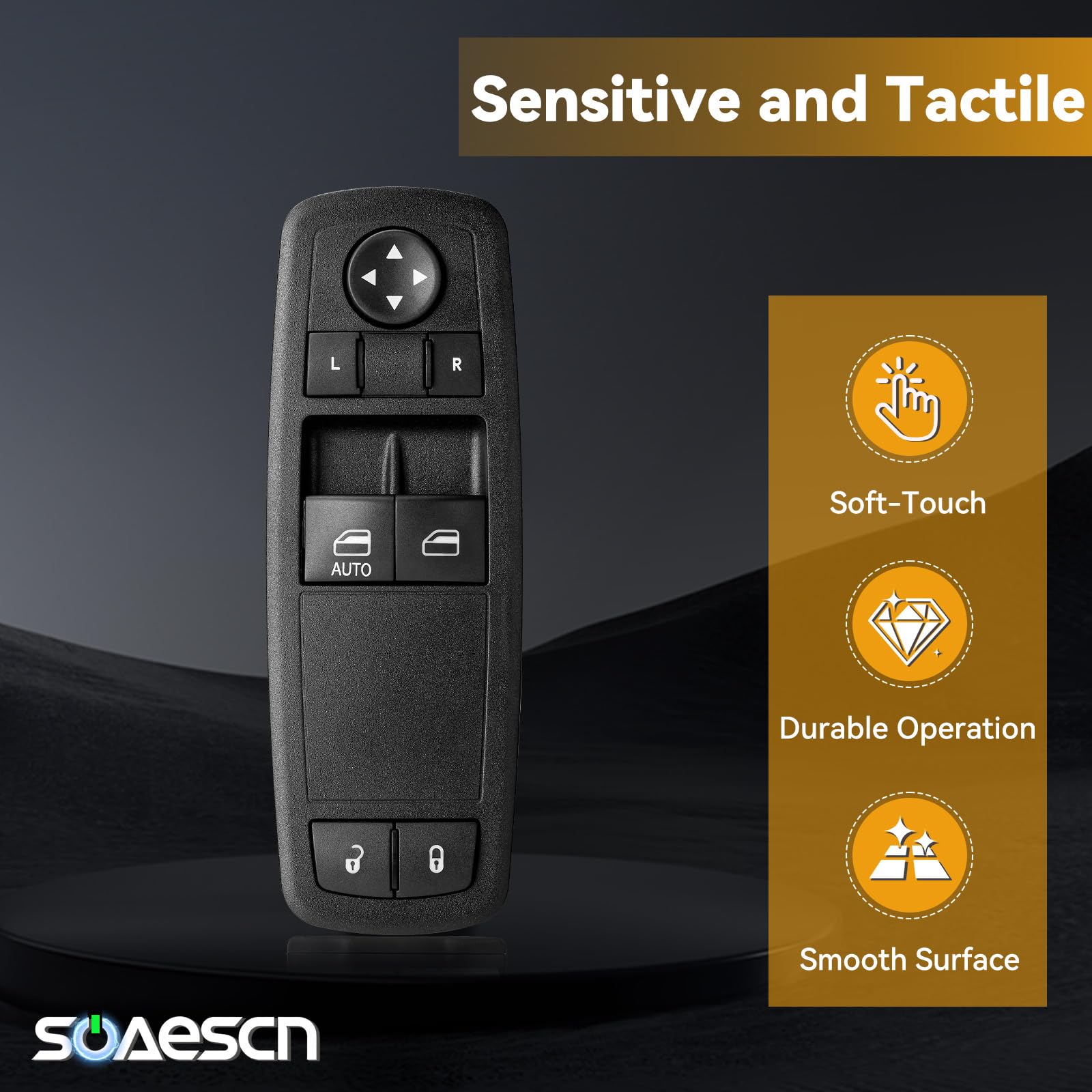SOAESCN switch beside ruler illustrating compact dimensions for accurate fit