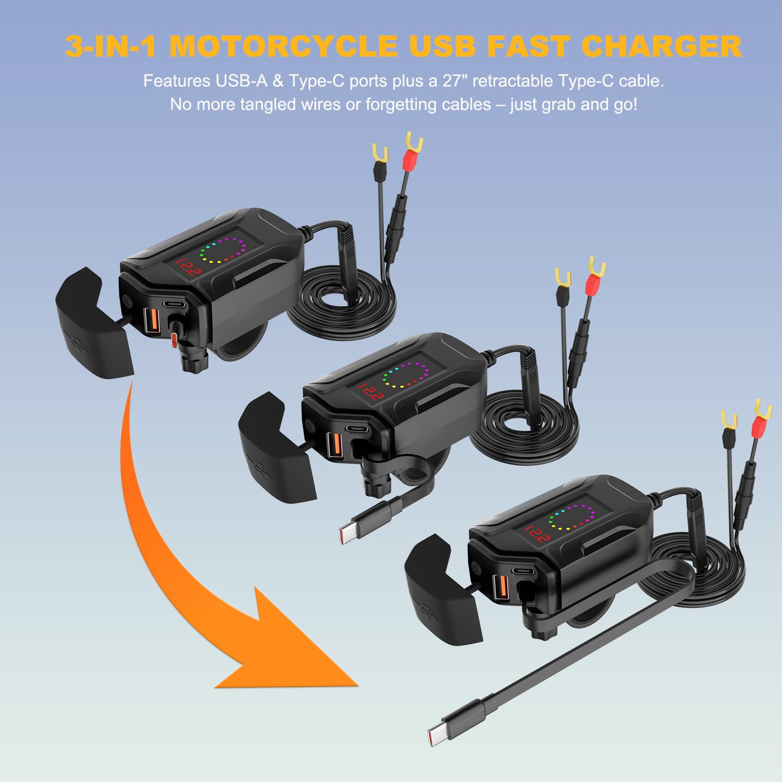 SOBMOTO retractable Type-C cable extended for tidy fast charging on the go