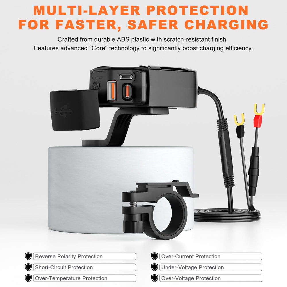 SOBMOTO SAE quick-disconnect with fused plug for safe, tool-free battery hookup