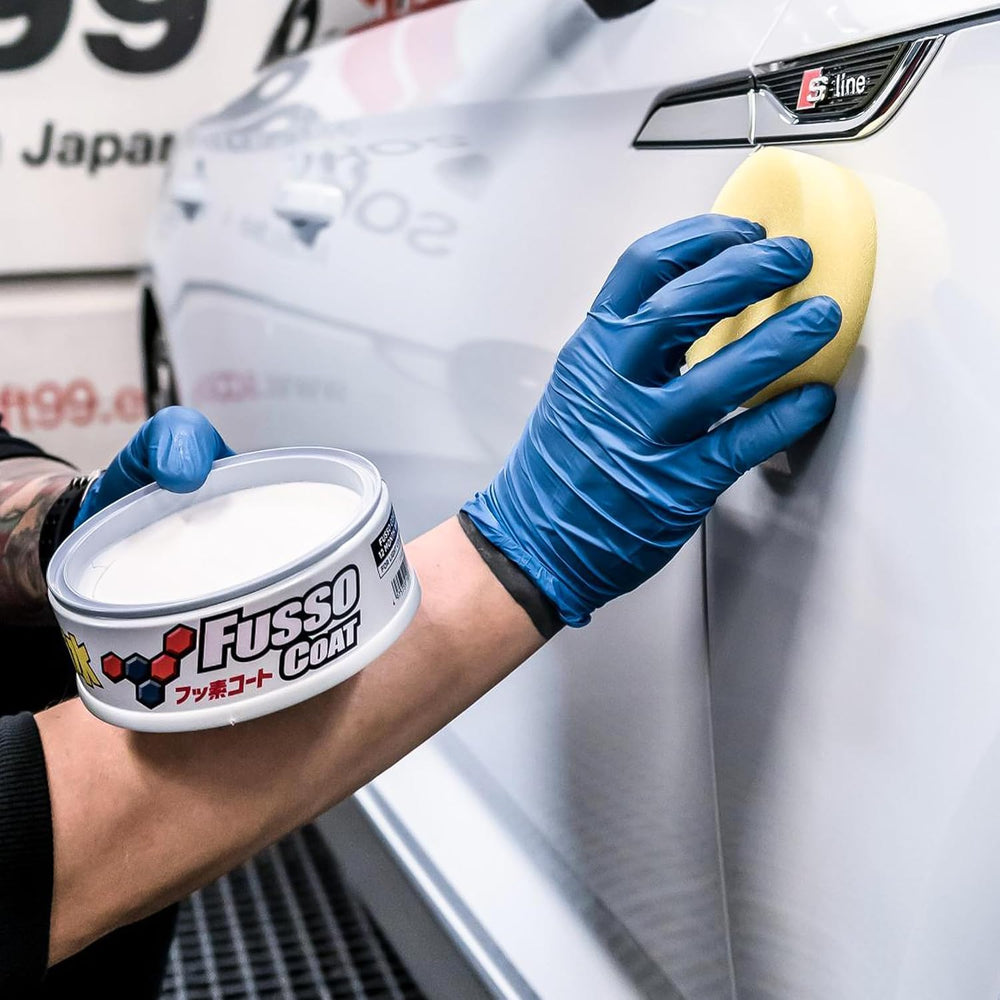 SOFT99 water beading on treated paint demonstrating hydrophobic protection