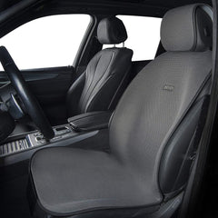 Sojoy full front seat cover on seat showing protection and neat fit
