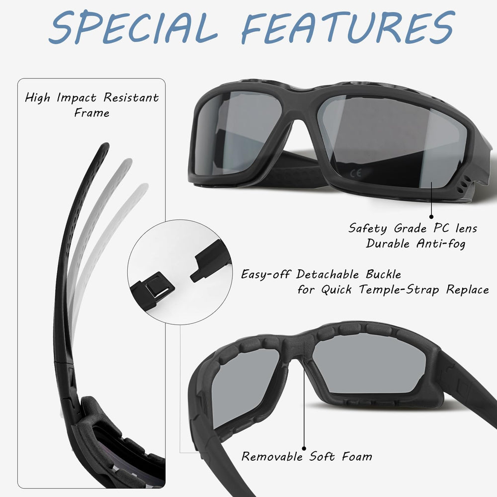 SOL PRO lens detail highlighting anti-fog and scratch resistance benefit