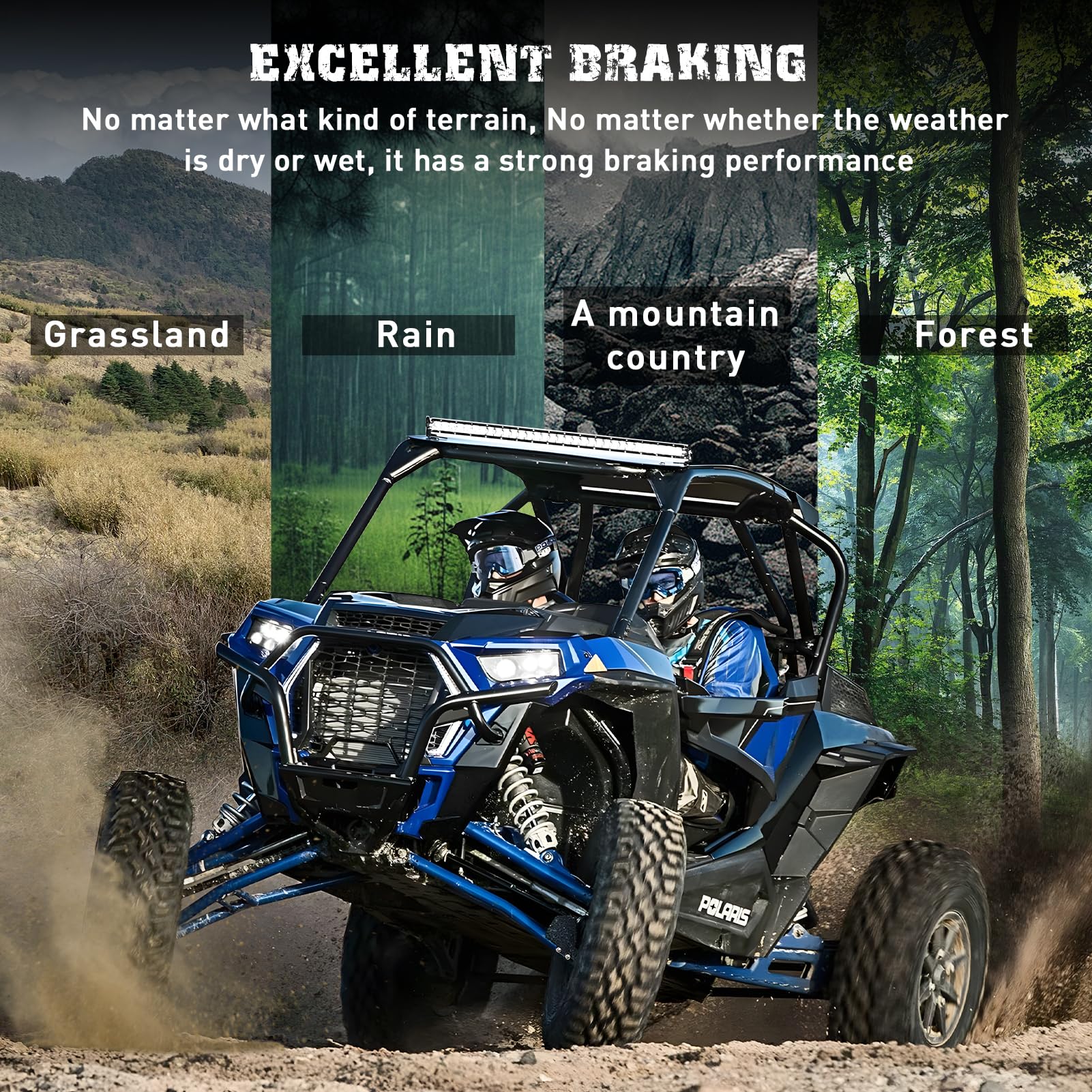 SOLLON rear brake pad installed on Polaris RZR showing secure fit and reliability