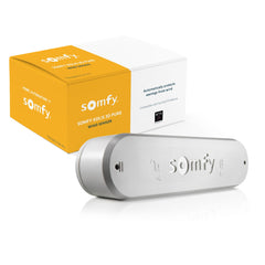 Somfy Eolis 3D front view showing sensor in white and easy mounting benefit