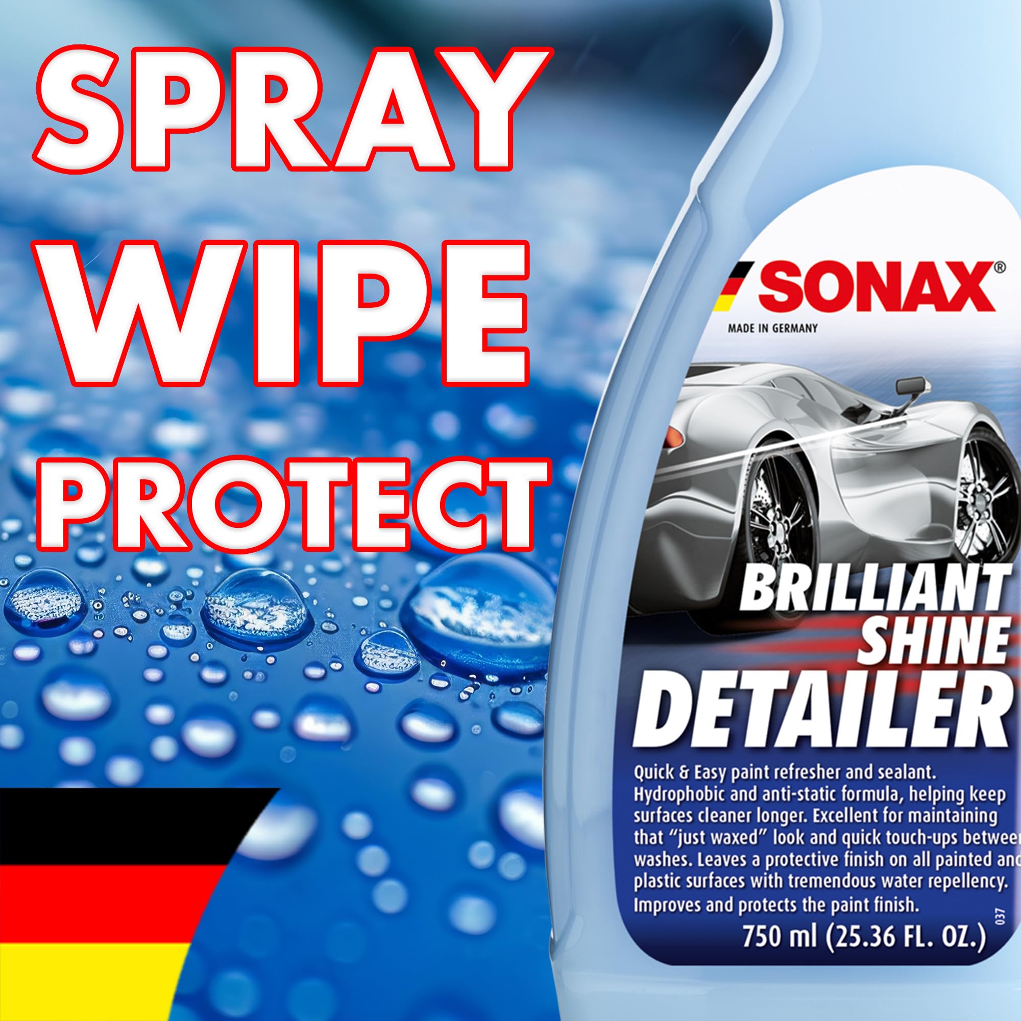 SONAX glossy finish texture close-up highlighting enhanced paint depth and reflective shine