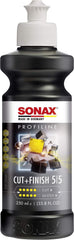 SONAX Cut & Finish 250ml front bottle view showing label and capacity benefit