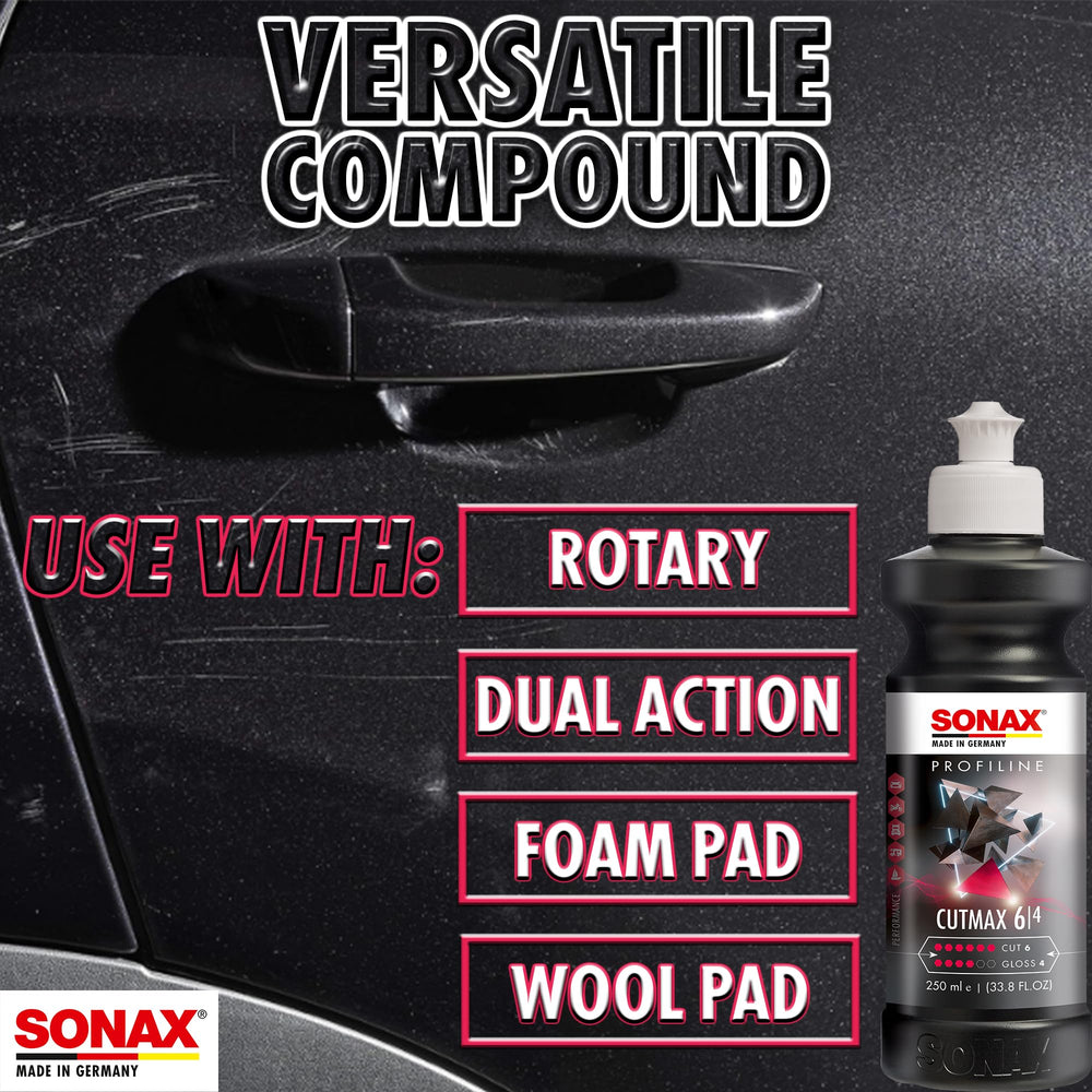 SONAX CutMax 1000 ml bottle next to a spray bottle for scale