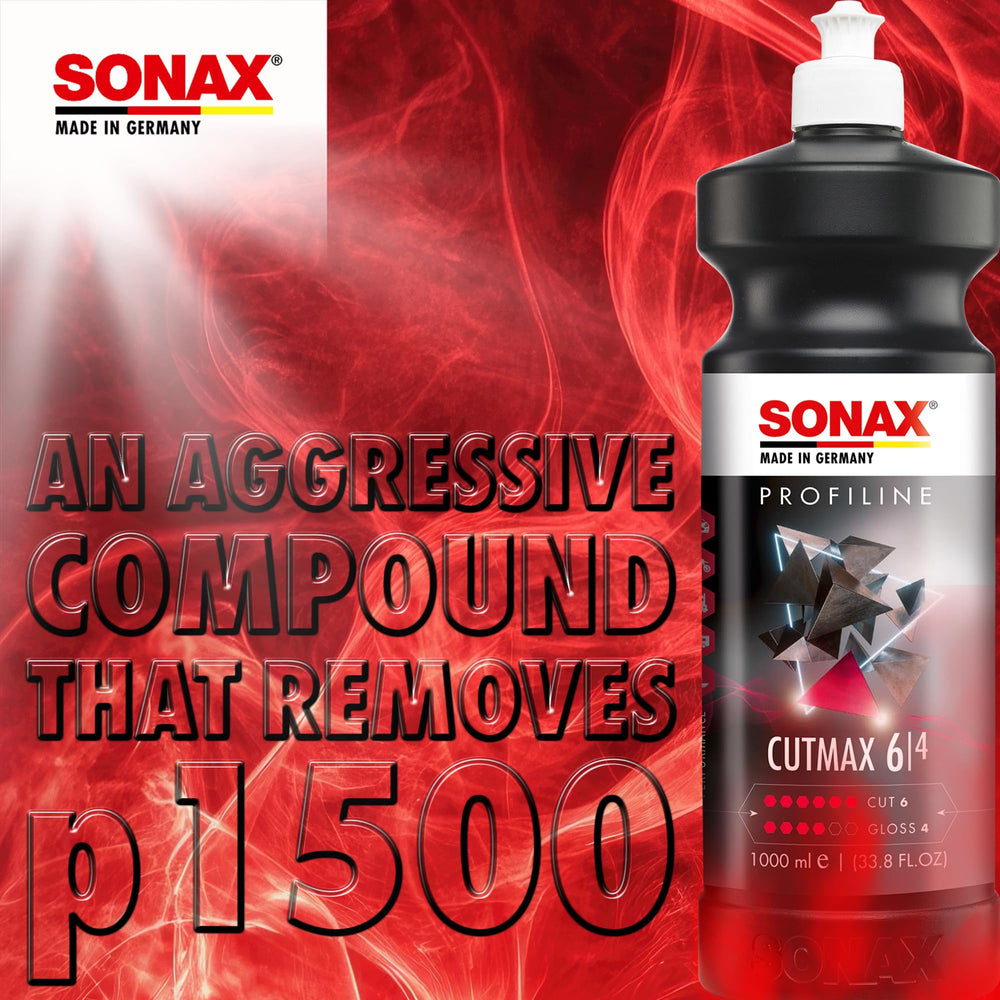 SONAX CutMax in a professional detailing bay representing workshop use