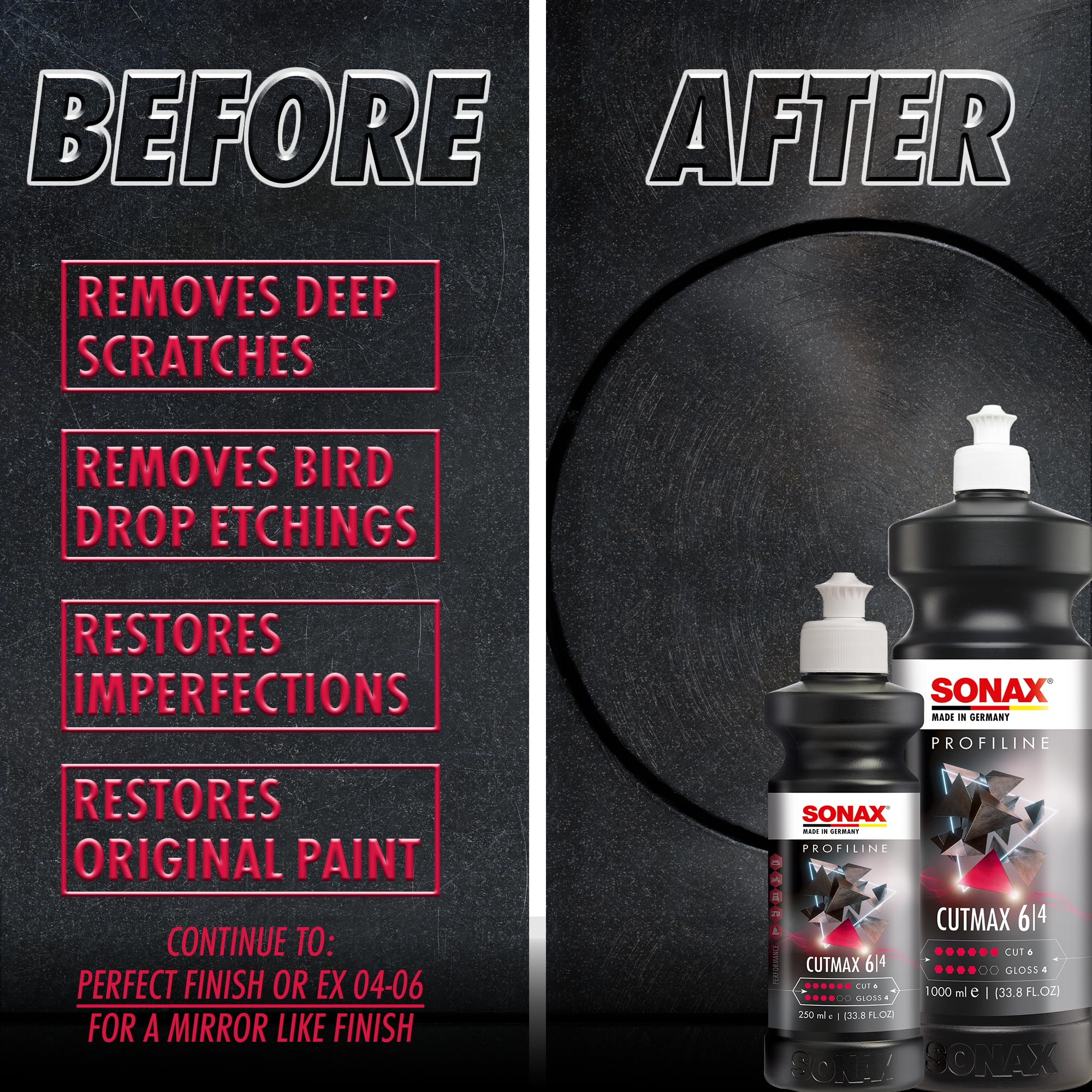 SONAX CutMax applied to a cutting pad demonstrating correct amount