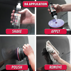 SONAX CutMax used with a polisher showing powerful paint correction
