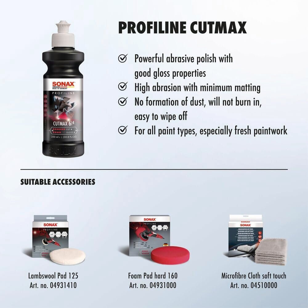 SONAX CutMax cream texture close-up showing smooth easy workability
