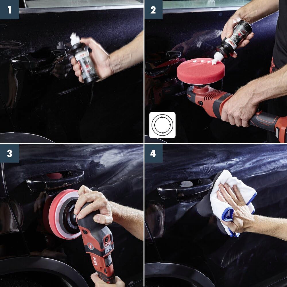 SONAX CutMax before and after repair showing restored paint clarity